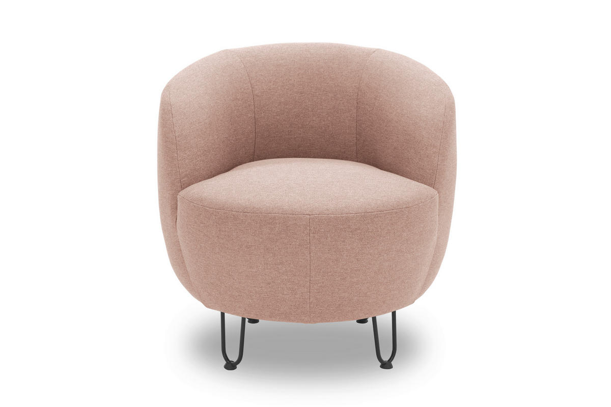 SESSEL Webstoff Rosa    - Schwarz/Rosa, Design, Textil/Metall (72/74/76cm) - MID.YOU