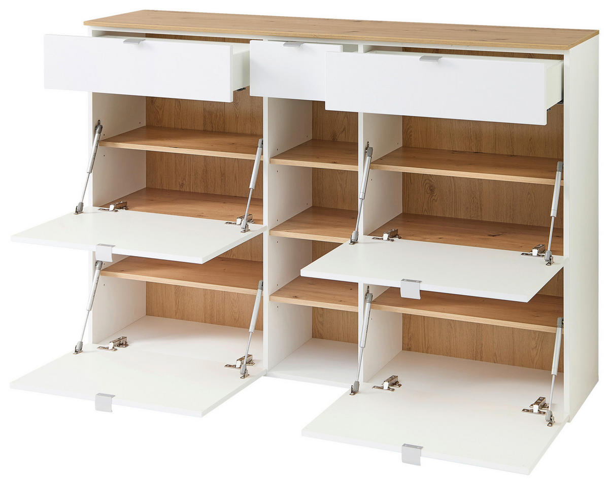 GARDEROBE 3-teilig  in 208/202/38 cm  - Weiß/Eiche Artisan, Design, Glas/Holzwerkstoff (208/202/38cm)