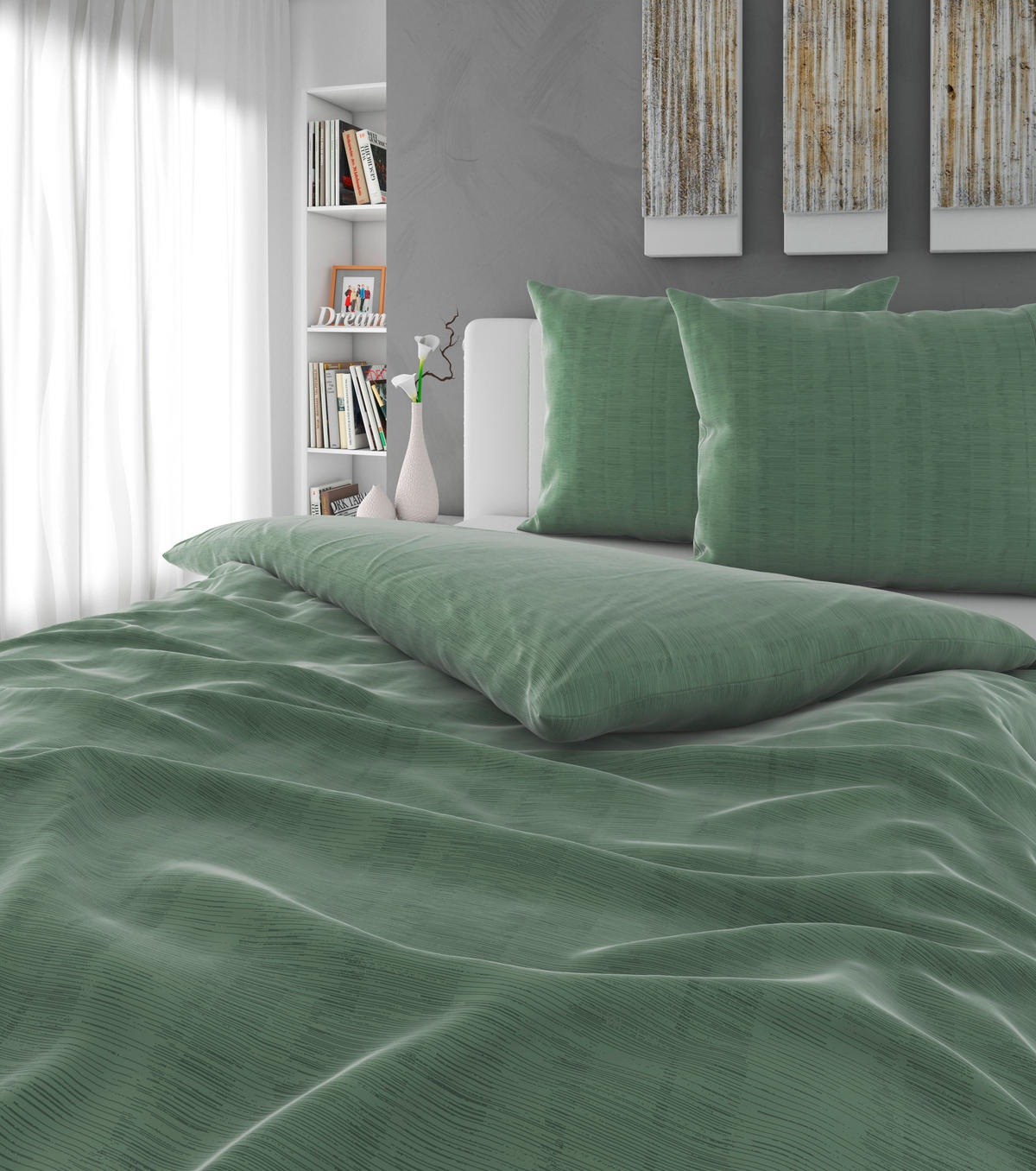 POSTELJNINA Mavie 200/200 cm saten zelena  - zelena, Konvencionalno, tekstil (200/200cm) - Esposa