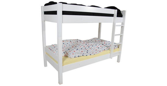 ETAGENBETT 90/200 cm Weiß - Buchefarben/Weiß, KONVENTIONELL, Holz (90/200cm) - Linea Natura