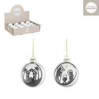 KROGLICA ZA BOŽIČNO JELKO - črna/prozorno, Basics, steklo (8/8/8cm) - X-Mas