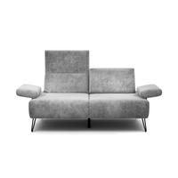 2-SITZER-SOFA in Samt Hellgrau  - Hellgrau/Schwarz, Design, Textil/Metall (164-194/85/86-94cm) - SENSOO