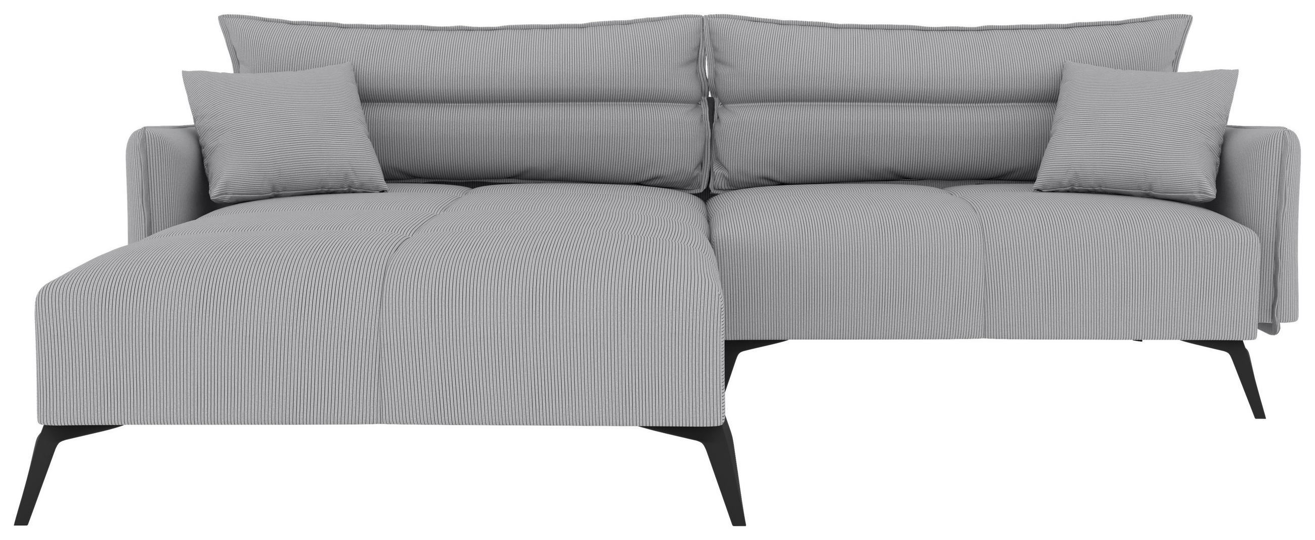 ECKSOFA Hellgrau Cord  - Hellgrau/Schwarz, KONVENTIONELL, Textil/Metall (180/253cm) - Carryhome