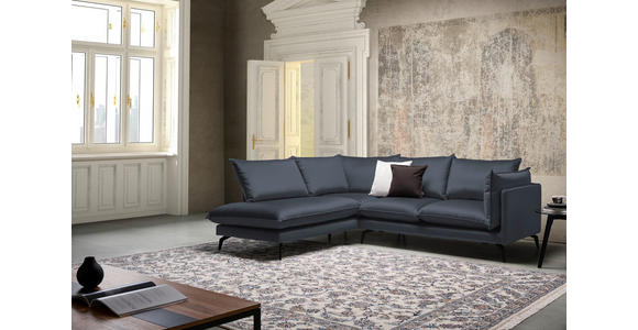 ECKSOFA in Samt Anthrazit  - Anthrazit/Schwarz, Design, Textil/Metall (200/241cm) - Carryhome