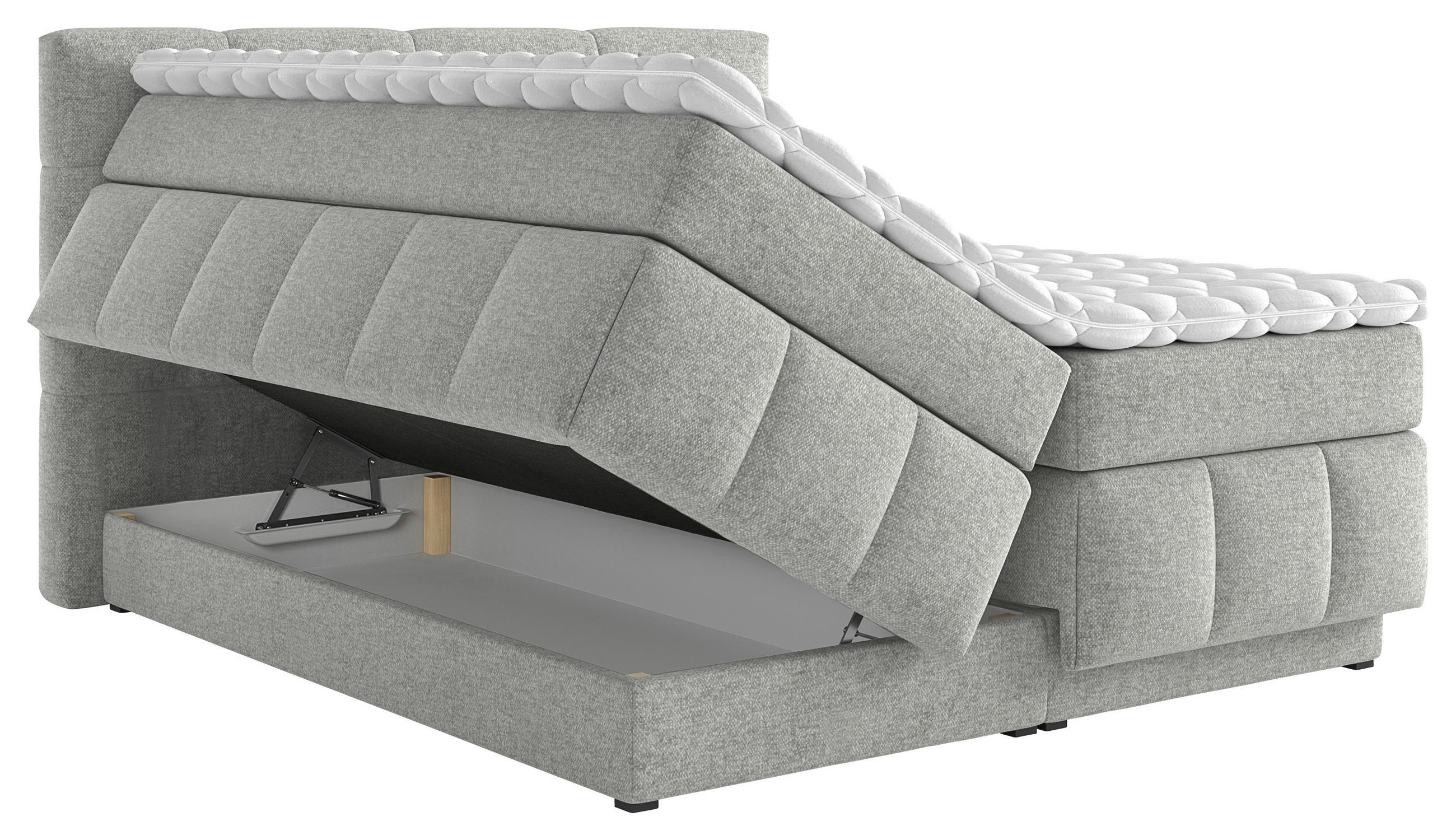 BOXSPRINGBETT 180/200 cm  in Greige  - Greige/Schwarz, KONVENTIONELL, Kunststoff/Textil (180/200cm) - Carryhome