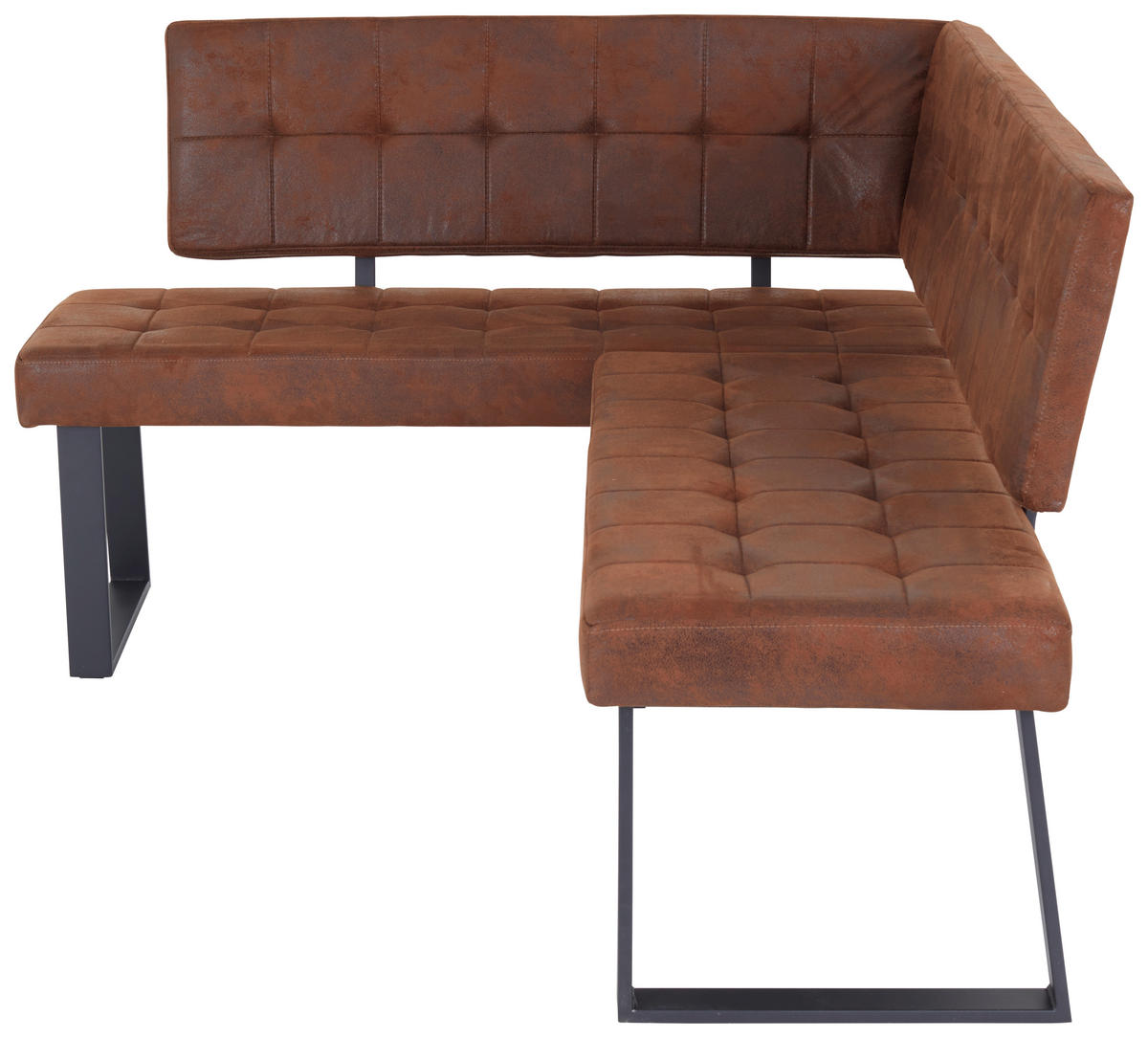 ECKBANK in Metall, Textil Braun  - Schwarz/Braun, Modern, Textil/Metall (134/185cm) - MID.YOU