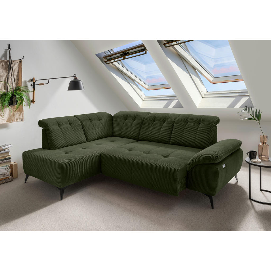 Thumbnail - Livetastic Ecksofa, Dunkelgrün, Textil, 4-Sitzer, Ottomane links, L-Form, 272x200 cm, seitenverkehrt erhältlich, Rücken ...