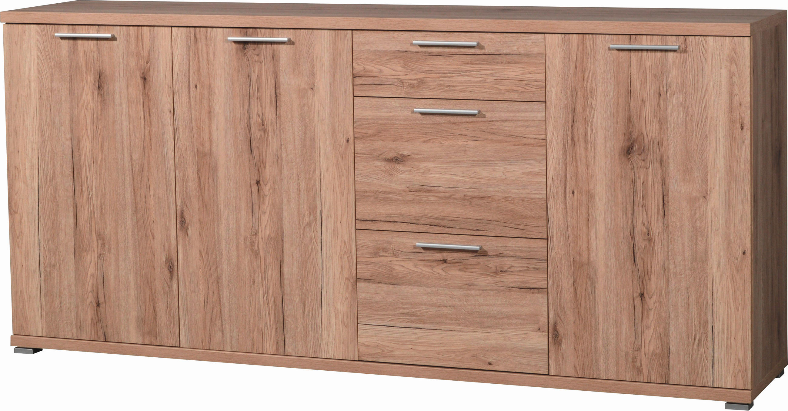 KOMMODE 192/88/40 cm  in Eichefarben  - Eichefarben/Alufarben, Design, Holzwerkstoff/Kunststoff (192/88/40cm) - Carryhome