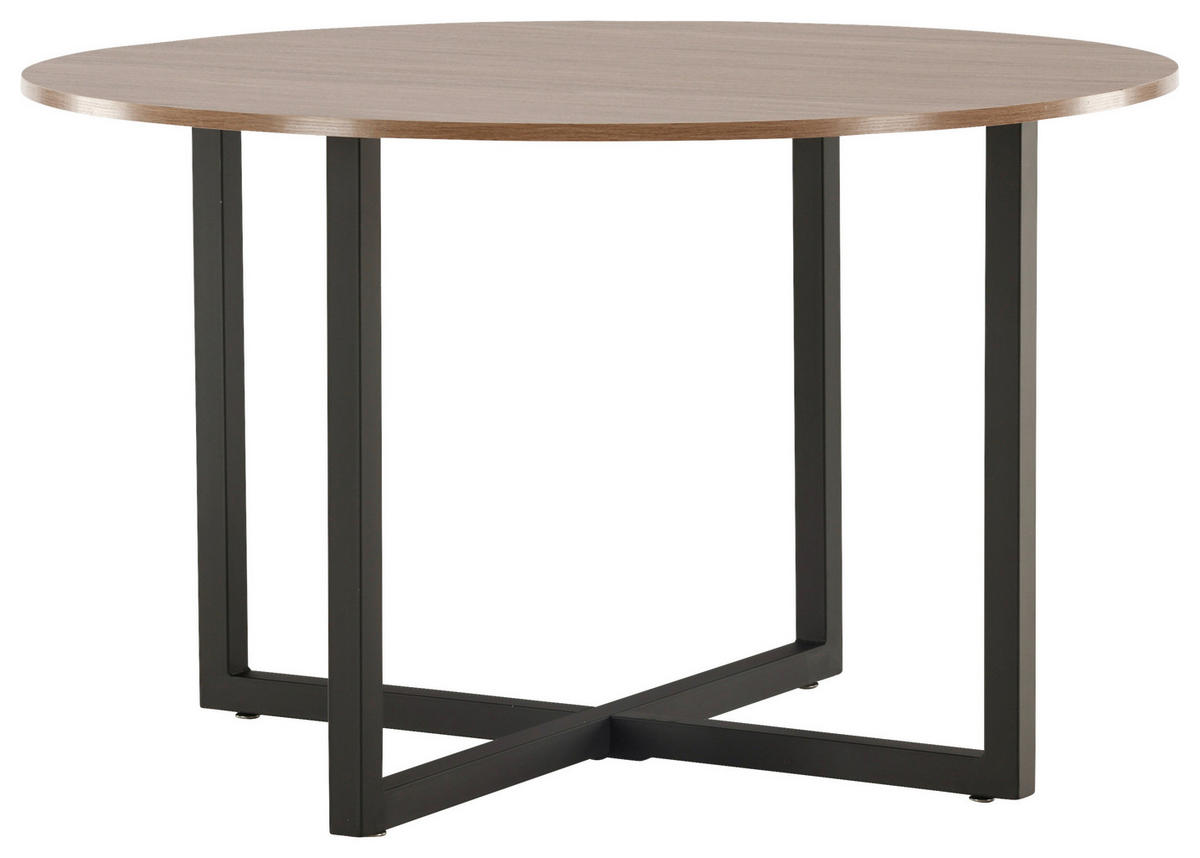 ESSTISCH in Metall, Holzwerkstoff 120/120/75 cm  - Walnussfarben/Schwarz, Design, Holzwerkstoff/Metall (120/120/75cm) - Livetastic