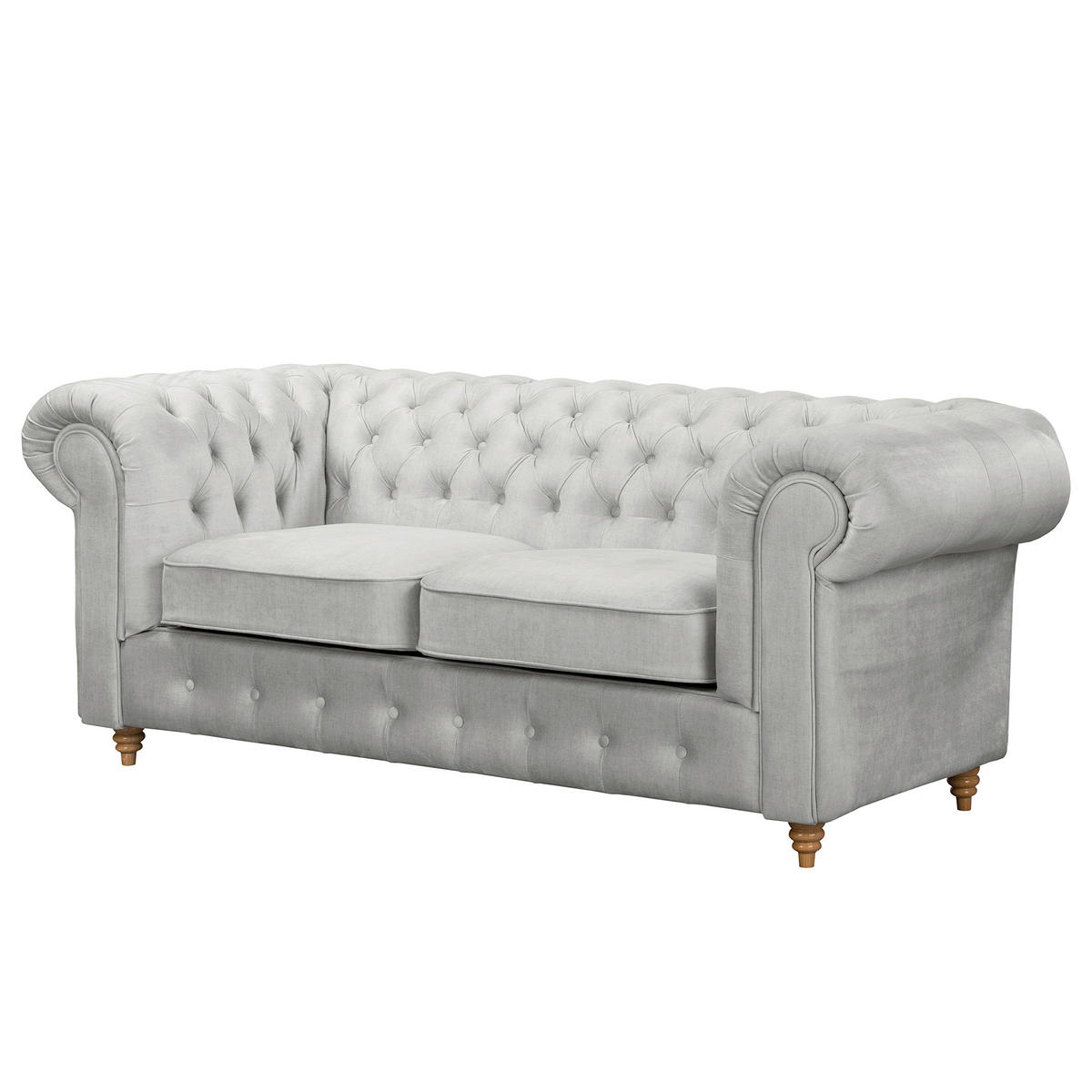 SCHLAFSOFA Mikrofaser Hellgrau Armteil links, Armteil rechts  - Hellgrau/Braun, Design, Holz/Textil (190/74/91cm) - P & B