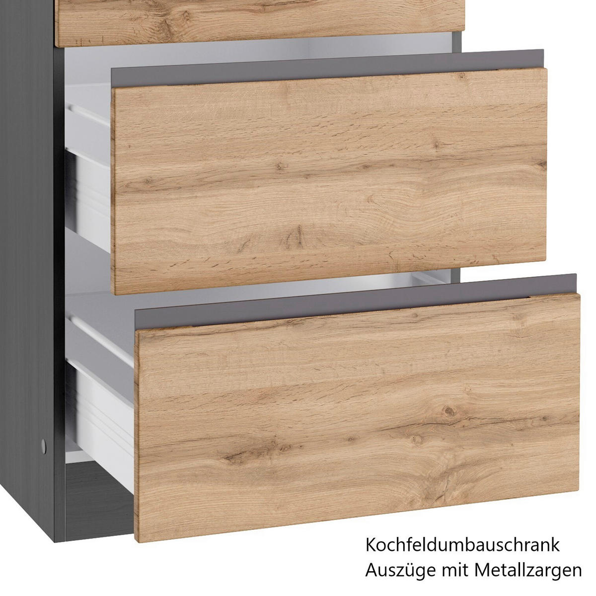 KÜCHENLEERBLOCK 390 cm   Graphitfarben, Eiche Wotan  - Eiche Wotan/Graphitfarben, Design, Holzwerkstoff (390cm) - Held