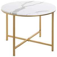 BEISTELLTISCH 60/60/45 cm Weiß, Goldfarben rund  - Goldfarben/Weiß, Trend, Holzwerkstoff/Metall (60/60/45cm)