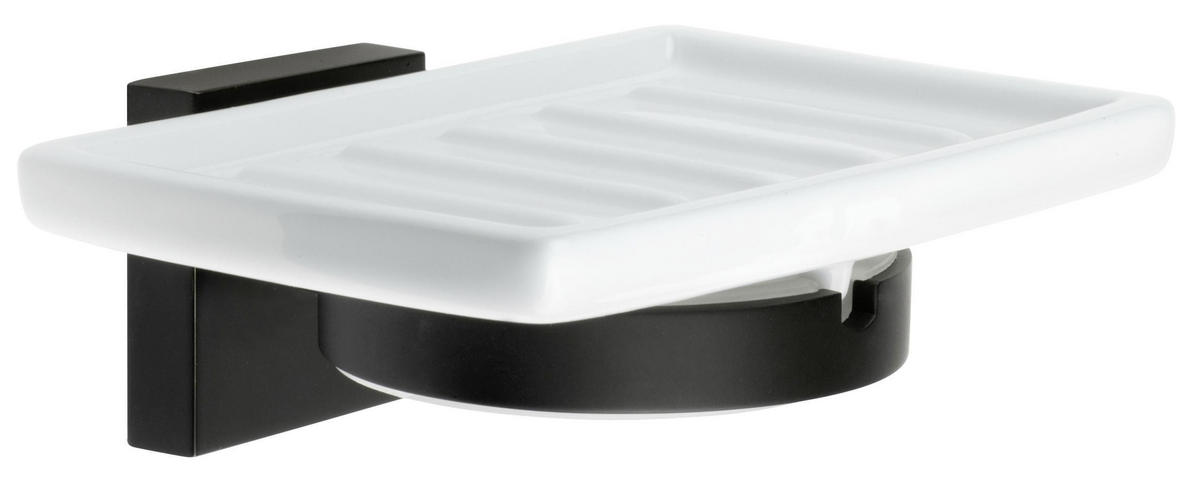 POSUDA ZA SAPUN  crna, bela  metal, keramika  - bela/crna, Osnovno, metal/keramika (12/4,8/7,8cm)