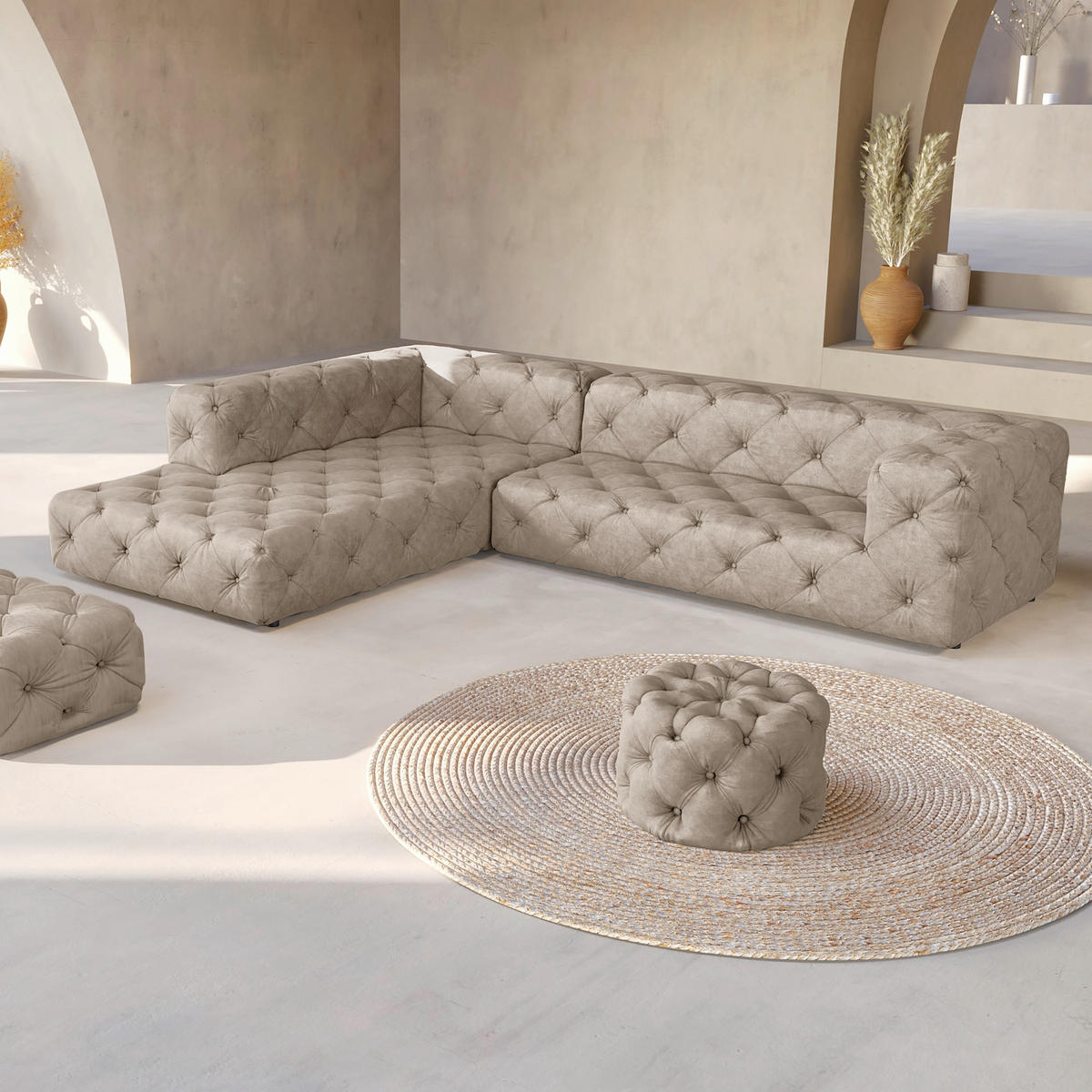 ECKSOFA Fresco in Mikrofaser Cappuccino  228/325 cm  - Schwarz/Cappuccino, Design, Kunststoff/Textil (228/325cm) - P & B