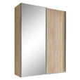 SCHWEBETÜRENSCHRANK  in Sonoma Eiche  - Alufarben/Sonoma Eiche, Design, Glas/Holzwerkstoff (188/222/68cm) - Moderano