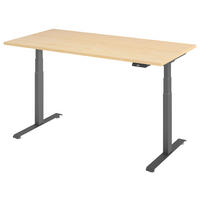 SCHREIBTISCH 160/80/64,5-129,5 cm  in Graphitfarben, Ahornfarben  - Ahornfarben/Graphitfarben, KONVENTIONELL, Holzwerkstoff/Metall (160/80/64,5-129,5cm) - Venda