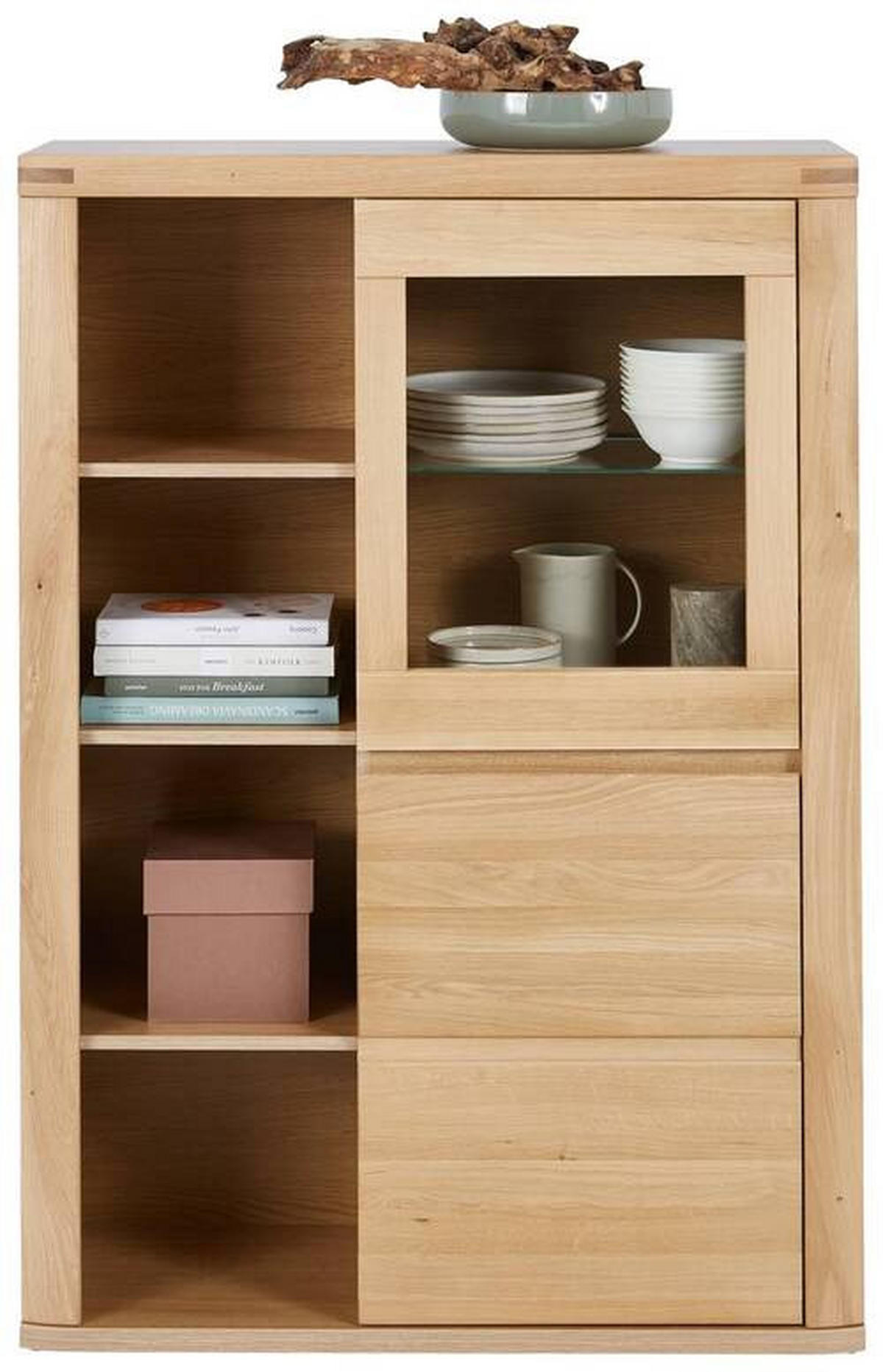 HIGHBOARD Alteiche  98/140/38 cm  - Alteiche/Grau, Konventionell, Glas/Holz (98/140/38cm) - Voleo