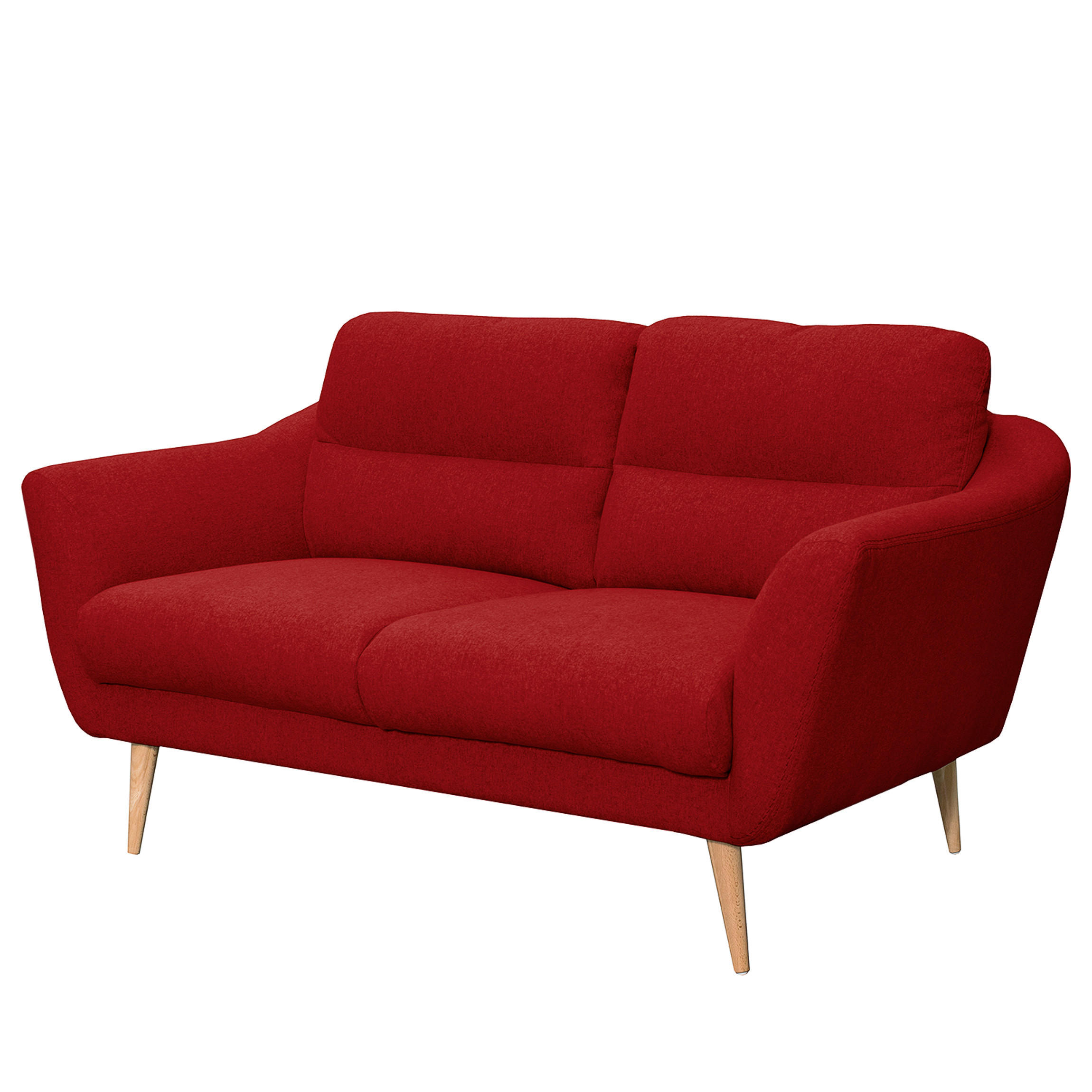 2-SITZER-SOFA in Webstoff Rot  - Buchefarben/Rot, Design, Holz/Textil (158/87/88cm) - Livetastic