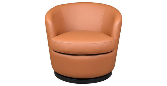 DESIGNSESSEL in Echtleder Honig - Schwarz/Honig, Design, Leder/Kunststoff (76/74/75cm) - Xora