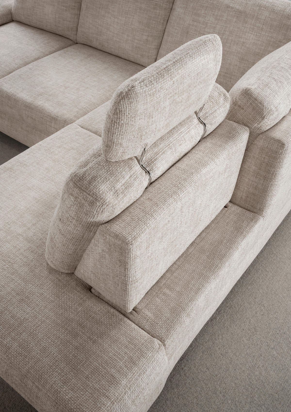 ECKSCHLAFSOFA Struktur Creme  - Wildeiche/Creme, MODERN, Holz/Textil (265/206cm) - Livetastic