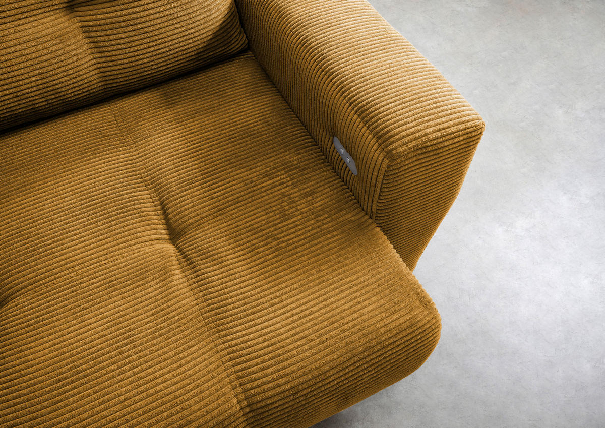 ECKSOFA in Cord Goldfarben  - Goldfarben/Schwarz, Modern, Holz/Textil (177/246cm) - MID.YOU