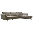 ECKSOFA in Mikrofaser Hellbraun  - Hellbraun/Schwarz, KONVENTIONELL, Textil/Metall (285/178cm) - Carryhome