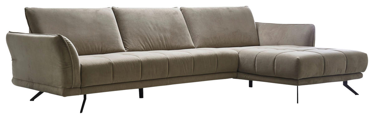 ECKSOFA in Mikrofaser Hellbraun  - Hellbraun/Schwarz, Konventionell, Textil/Metall (285/178cm) - Carryhome