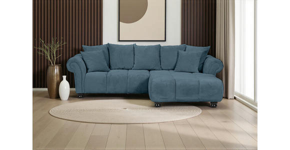 ECKSOFA  in Plüsch Petrol  288/190 cm  - Dunkelbraun/Petrol, KONVENTIONELL, Holz/Textil (288/190cm) - Carryhome