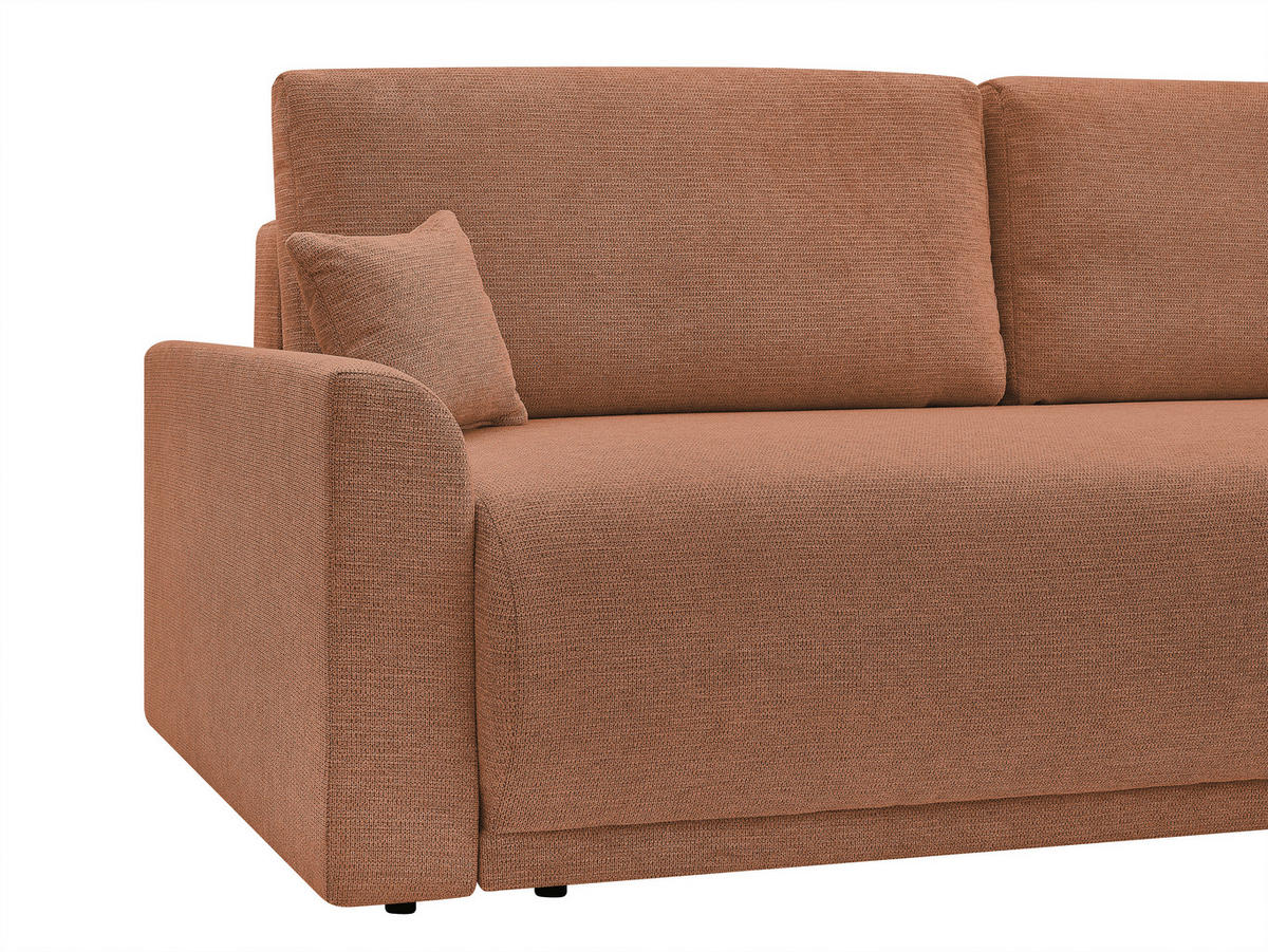 SCHLAFSOFA KIMMY Struktur Rostfarben  inkl. Zierkissen, Rückenkissen, Bettkasten  - Rostfarben/Schwarz, Design, Kunststoff/Textil (234/90/103cm) - P & B