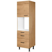 GERÄTEUMBAUSCHRANK 60/216,6/58 cm  Eichefarben  - Eichefarben/Schwarz, Modern, Holzwerkstoff/Metall (60/216,6/58cm) - Nobilia