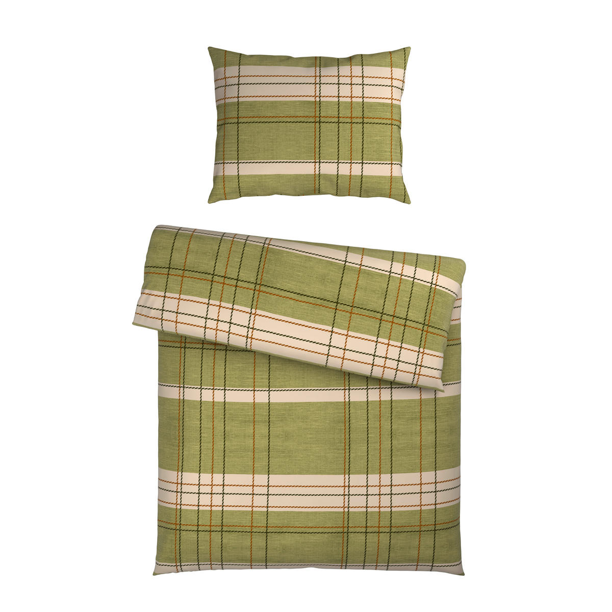 BETTWÄSCHESET CUBY Satin 200/210 cm  65 cm/100 cm  - Grün, Konventionell, Textil (200/210cm) - Novel