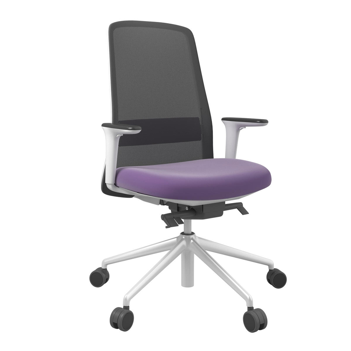 DREHSTUHL Lederlook Lila, Schwarz, Weiß  - Lila/Schwarz, MODERN, Kunststoff/Textil (70/103-115/70cm)