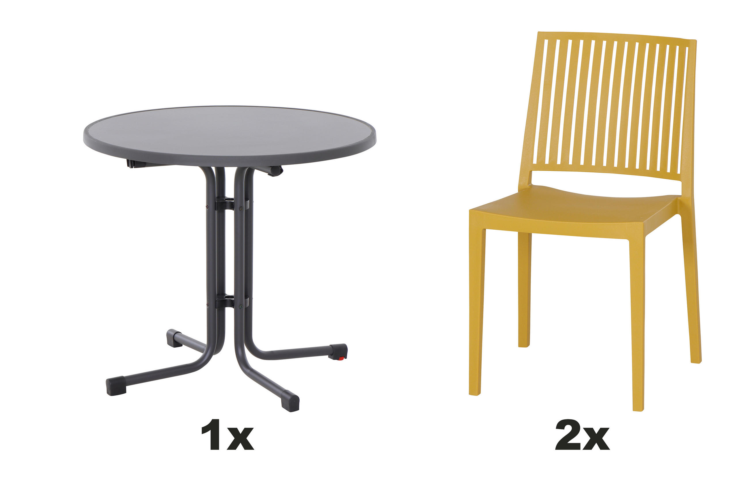 GARTENGARNITUR 3-teilig  - Gelb, Basics, Holzwerkstoff/Kunststoff (80/80/80cm) - Siena Garden