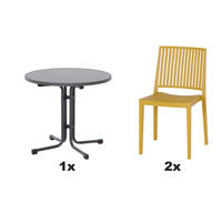 GARTENGARNITUR 3-teilig Stahl  - Gelb, Basics, Kunststoff/Metall (80/80/80cm) - Siena Garden