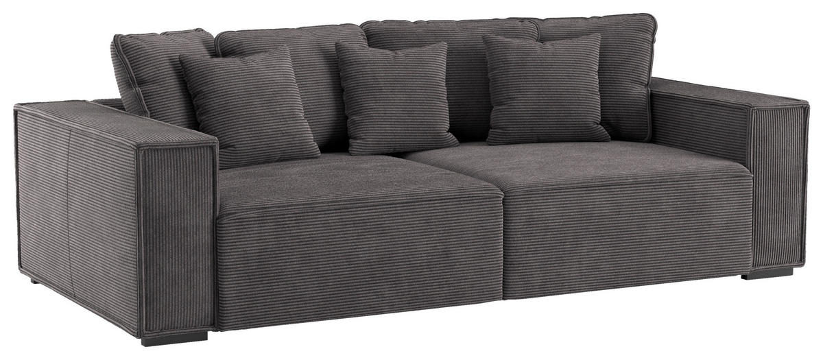 BIGSOFA Mikrofaser Anthrazit  - Anthrazit, MODERN, Kunststoff/Textil (244/62/117cm) - MID.YOU