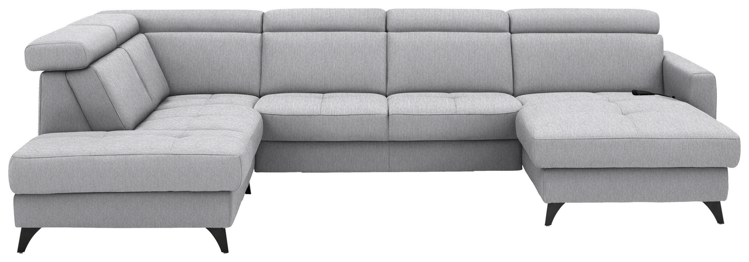 WOHNLANDSCHAFT Flachgewebe Ecru  - Ecru/Schwarz, Konventionell, Textil/Metall (215/333/174cm) - Beldomo System
