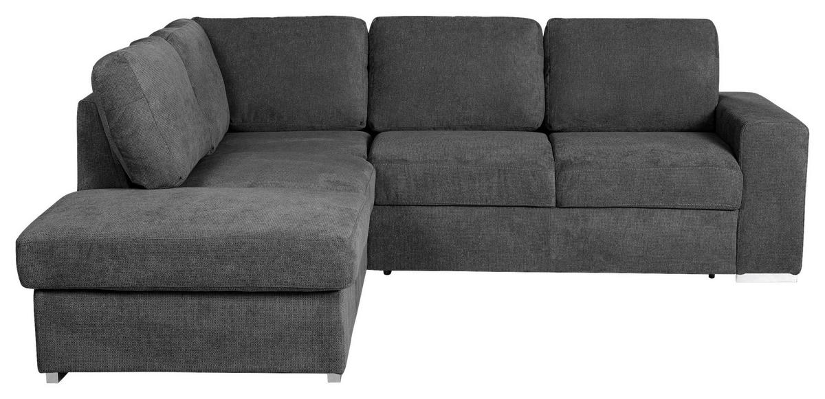 ECKSOFA Dunkelgrau Mikrofaser  - Chromfarben/Dunkelgrau, KONVENTIONELL, Textil/Metall (213/248cm) - MID.YOU