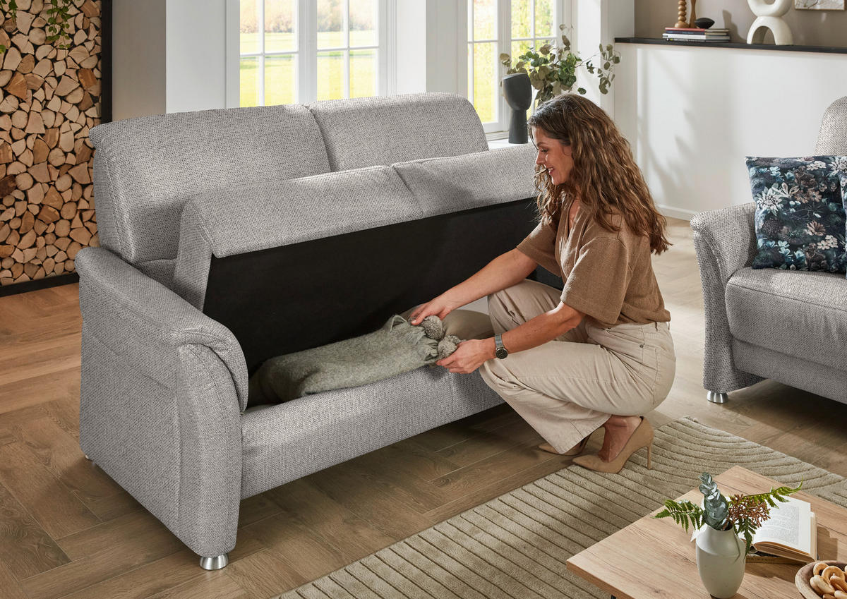 2,5-SITZER Flachgewebe Graubraun  - Graubraun/Alufarben, Konventionell, Textil/Metall (172/96/93cm) - Beldomo Premium