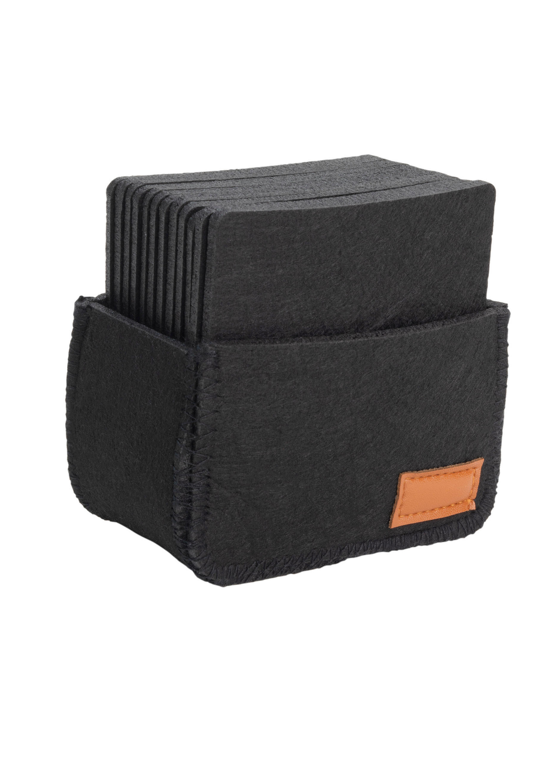GLASUNTERSETZER Textil Filz Schwarz  - Schwarz, Basics, Textil (11,5/7/11,2cm) - Justinus