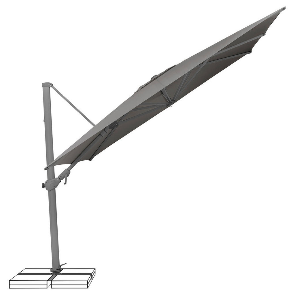 Thumbnail - Suncomfort by Glatz Ampelschirm, Grau, Silber, Textil, 300x300 cm, 360° drehbar, Sonnen- & Sichtschutz, Sonnenschirme, A...