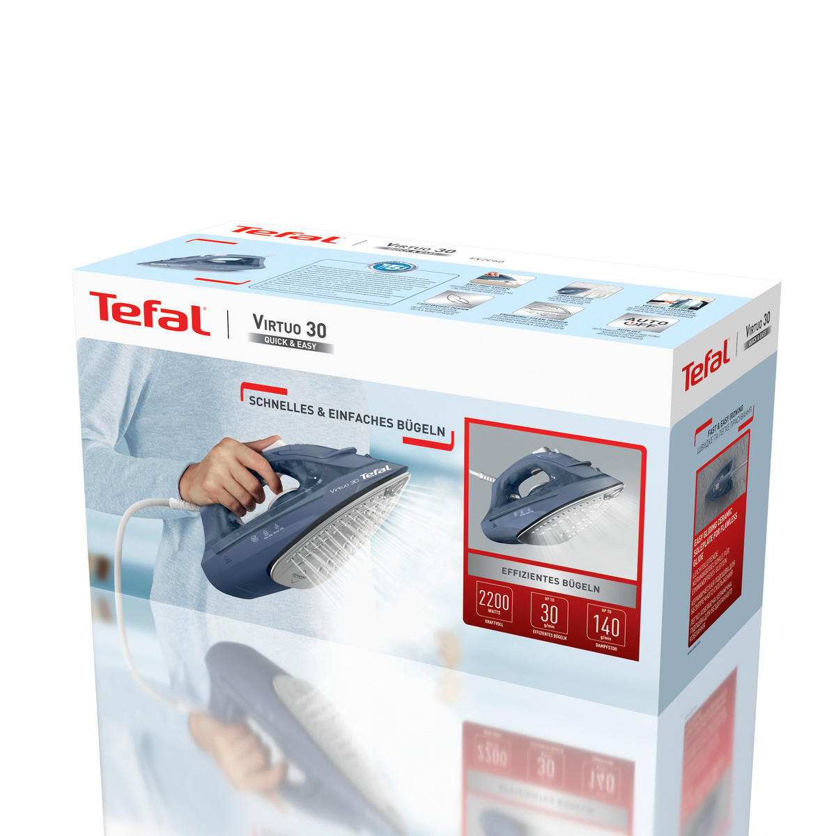 DAMPFBÜGELEISEN   - Pastellblau, Basics, Keramik (30,6/13,4/17,8cm) - Tefal