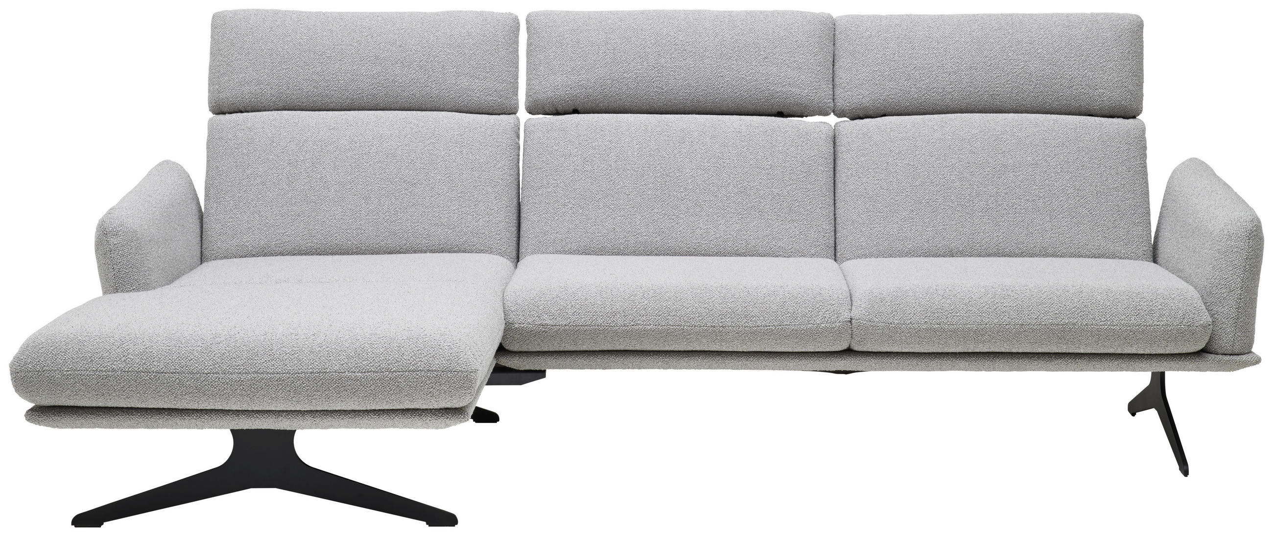 ECKSOFA in Flachgewebe Hellgrau  - Hellgrau/Schwarz, Design, Textil/Metall (152/259cm) - Dieter Knoll