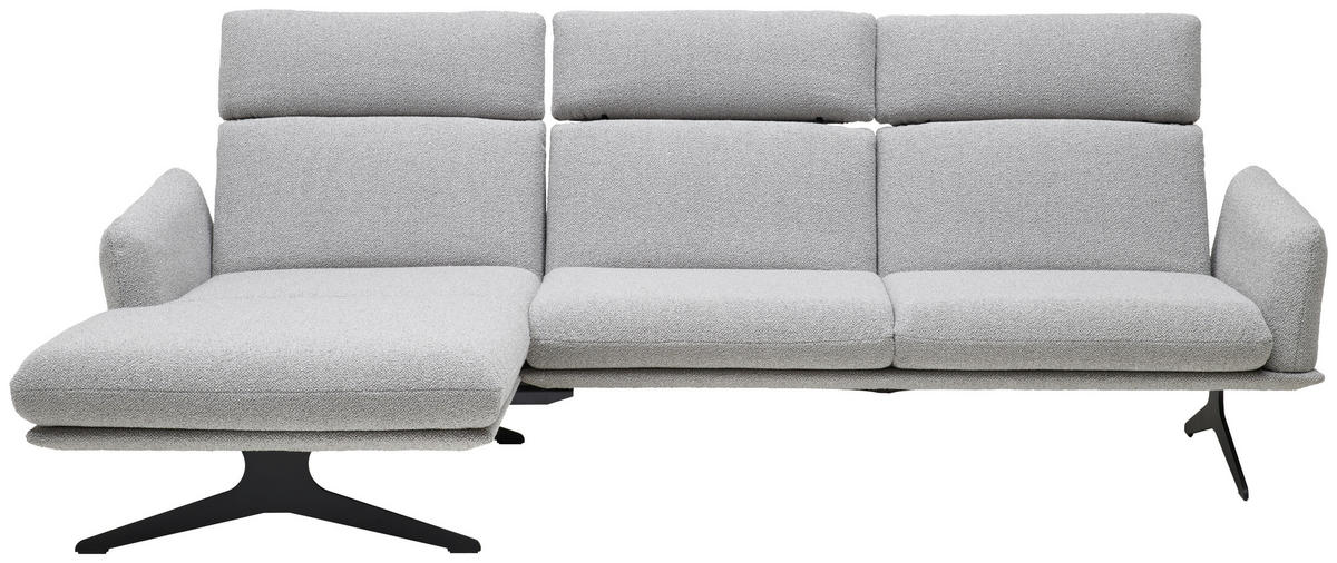 ECKSOFA in Flachgewebe Hellgrau  - Hellgrau/Schwarz, Design, Textil/Metall (152/259cm) - Dieter Knoll