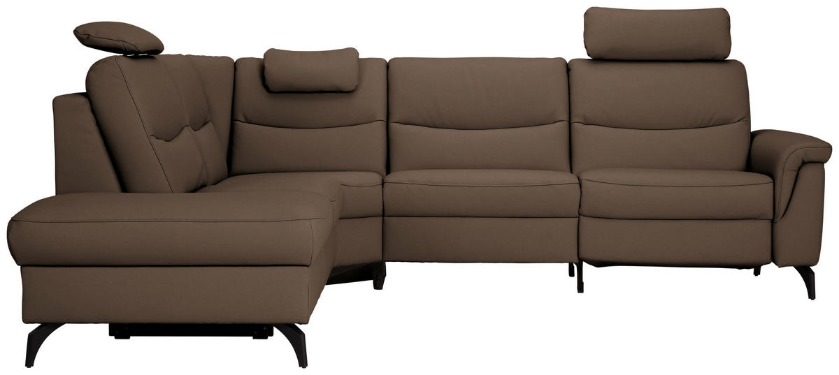 ECKSOFA  in Echtleder Braun  249/280 cm  - Anthrazit/Braun, Design, Leder/Metall (249/280cm) - Himolla Komfortklass