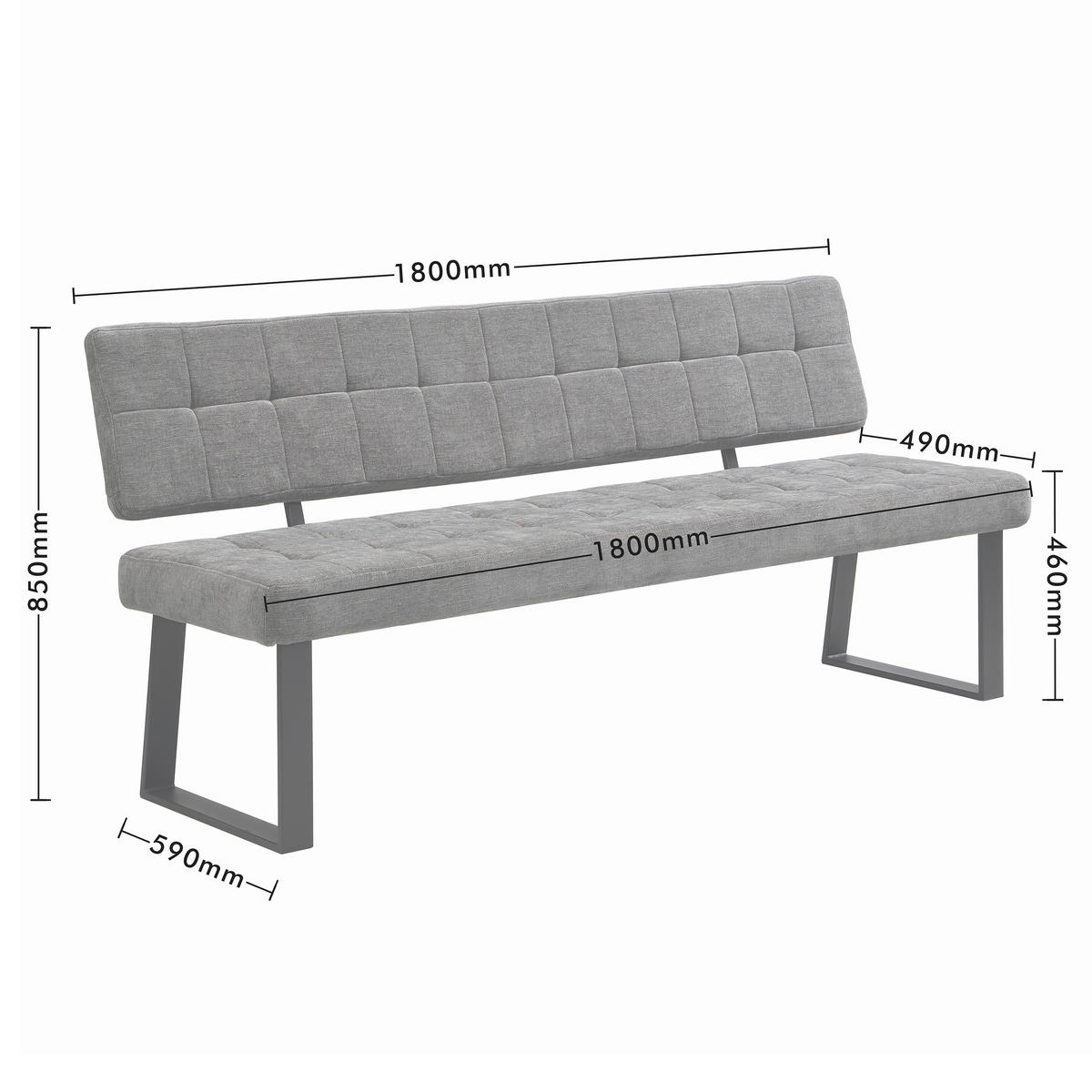 SITZBANK in Metall, Textil Braun  - Schwarz/Braun, MODERN, Textil/Metall (180/85/56cm) - Livetastic