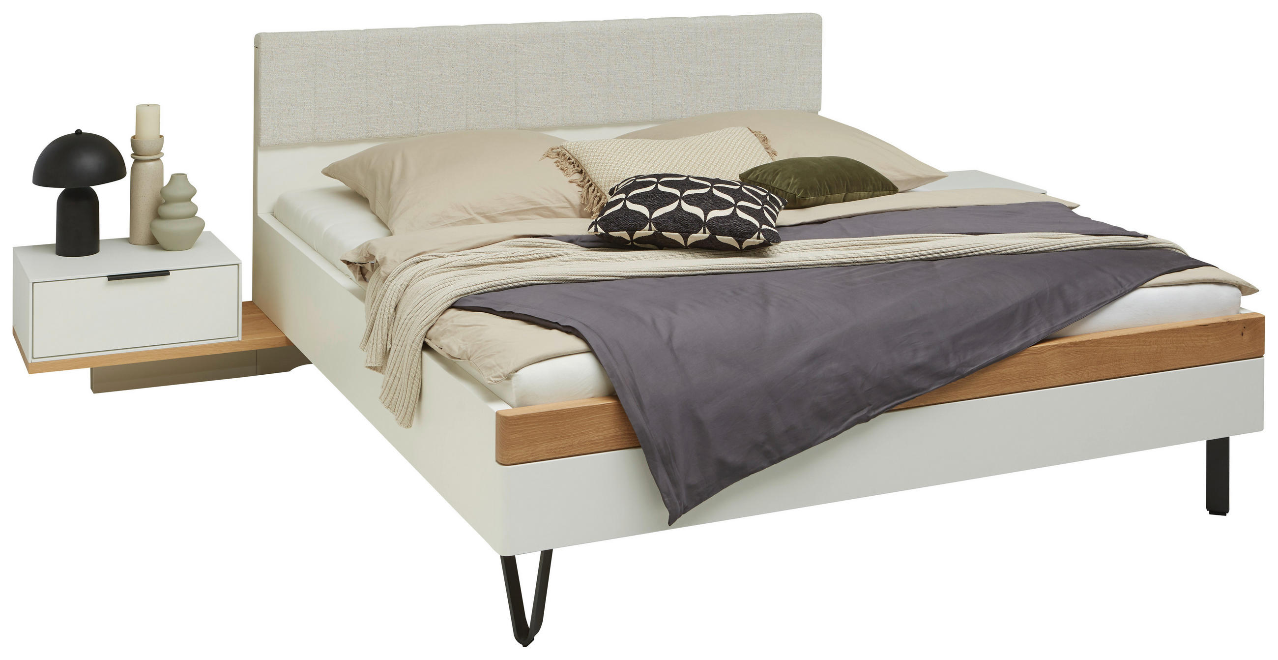 BETTANLAGE - Wildeiche/Anthrazit, Design, Holz/Textil (180/200cm) - Dieter Knoll