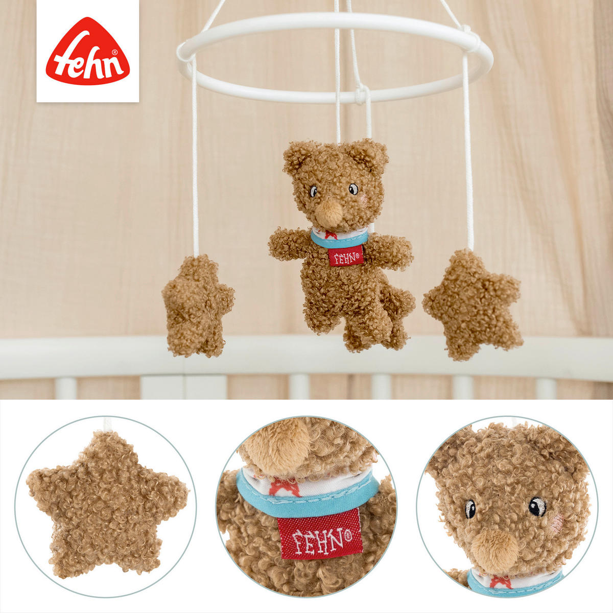 MOBILE Bär Fred  - Hellbraun, Basics, Textil (18/18/4cm) - Fehn