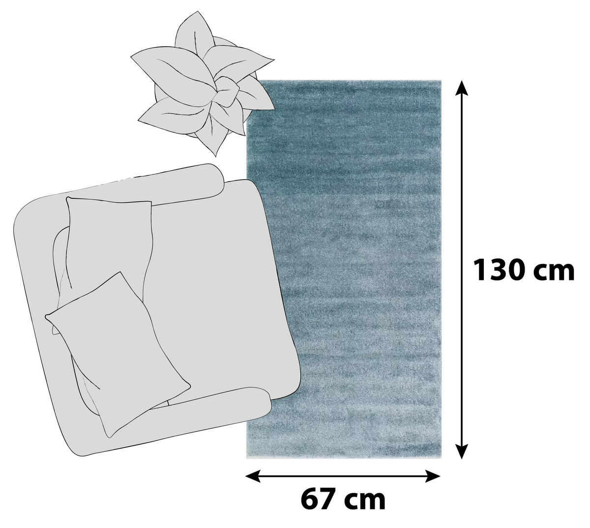 HOCHFLORTEPPICH 67/130 cm Pure Türkis  - Türkis, KONVENTIONELL, Textil (67/130cm) - Schöner Wohnen