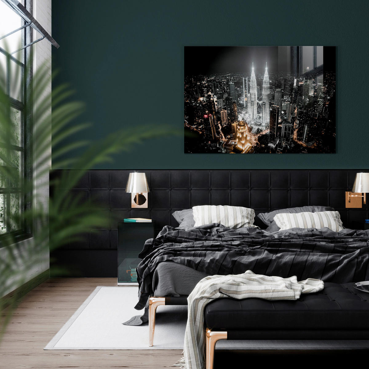 GLASBILD Städte 70/100 cm  - Goldfarben/Schwarz, Basics, Glas/Papier (70/100cm)