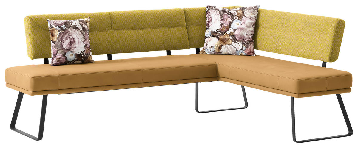 ECKBANK 225/169 cm  in Gelb, Schwarz  - Gelb/Schwarz, Design, Textil/Metall (225/169cm) - Dieter Knoll